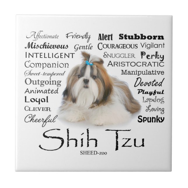 Shih Tzu Traits Tile Coaster (Front)