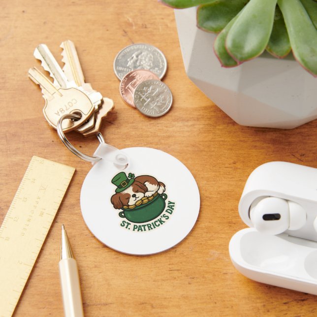 Shih Tzu Treasure Keeper St.Patrick's Day Keychain (Desk)