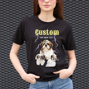 Shih Tzu Trendy Bootleg Personalized Dog Photo 90s T-Shirt