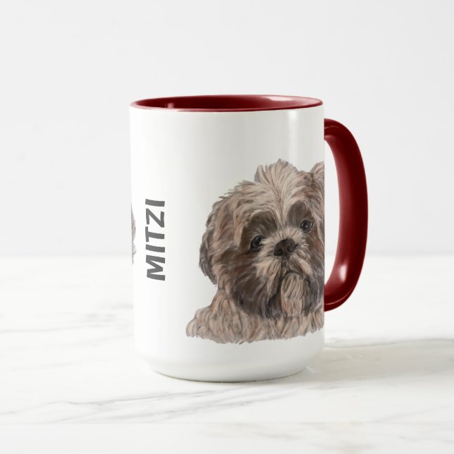 Shih Tzu Watercolor Personalized  Mug (Front Right)