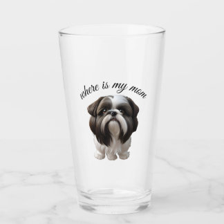 Shih Tzu - Where Is My Mom Glass