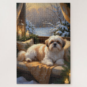 Shih Tzu with Christmas Lights Holiday  Jigsaw Puzzle