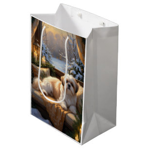 Shih Tzu with Christmas Lights Holiday  Medium Gift Bag