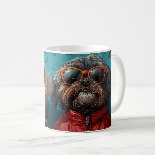Shih Tzu with Heart Roses Valentine's Day  Coffee Mug (Front Right)
