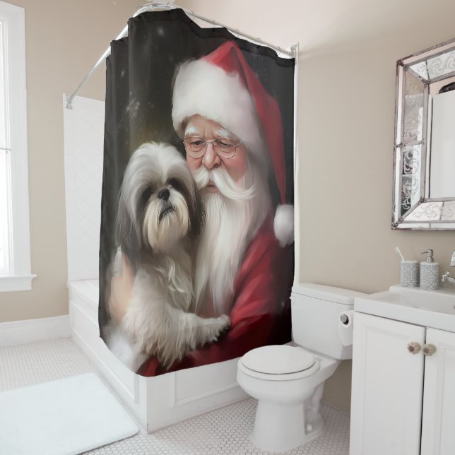 Shih Tzu With Santa Claus Festive Christmas  (In Situ)
