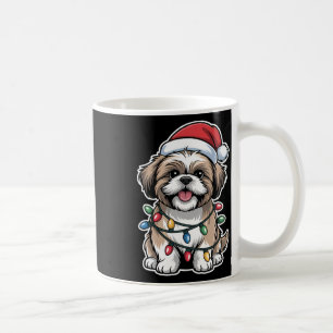 Shih Tzu Wrapped In Christmas Lights Coffee Mug