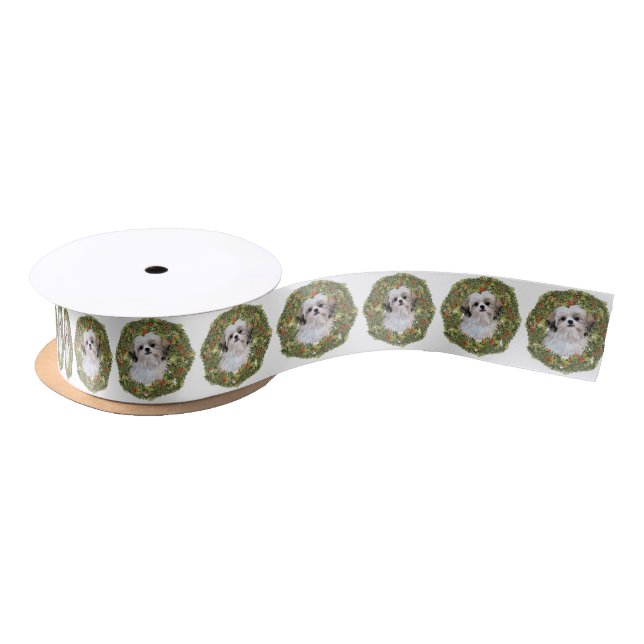 Shih Tzu Wreath Satin Ribbon (Spool)