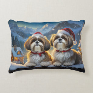 Shih Tzus Holiday Design By Rich AMeN Gill Accent Pillow