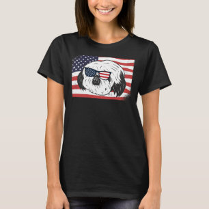 Shihtzu Dad & Mom American Flag 4th Of July Usa T-Shirt