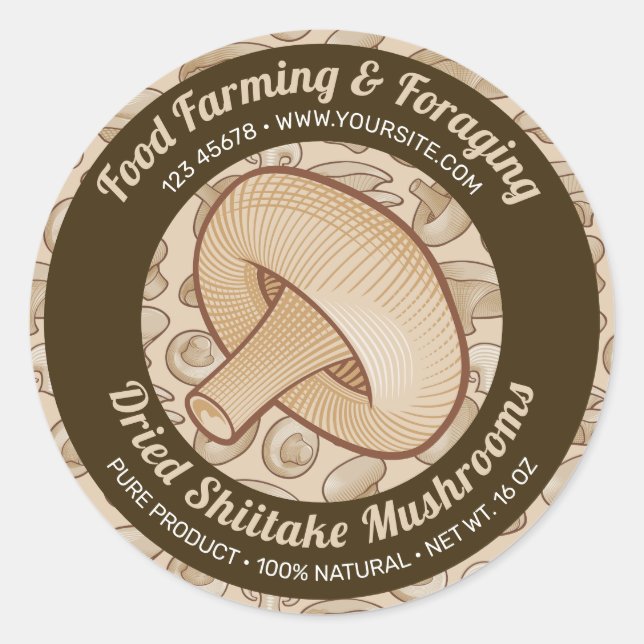 Shiitake Mushroom Round Label (Front)