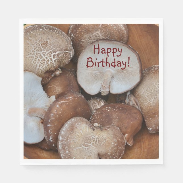 Shiitake Mushrooms Birthday Napkin (Front)