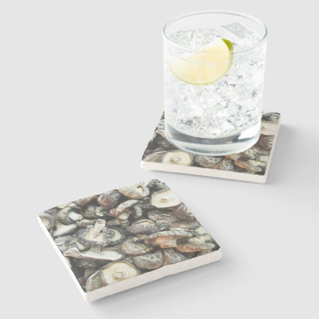 Shiitake Mushrooms Stone Coaster (Side)