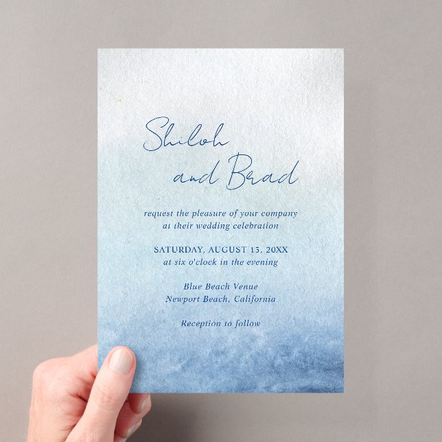 Shiloh Blue Elegant Wedding Acrylic Invitations (Insitu (Handheld))