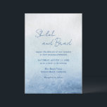 Shiloh Blue Elegant Wedding Invitation<br><div class="desc">Modern wedding invitation featuring a simple design with your names in an elegant script along with your event details over a blue watercolor background.  This invitation is great for a beach / coastal wedding in the summer.</div>