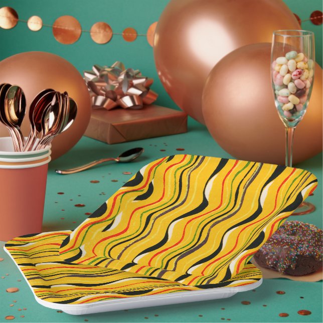 Shima-Shima, colourful pattern, Paper Plate (Multi)