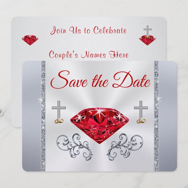 Shimmer 40th Anniversary Save the Date Cards (Front/Back)
