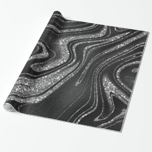 Shimmer Black And Silver Glitter  Wrapping Paper