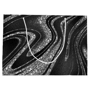 Shimmer Black Sparkle Glitter  Large Gift Bag
