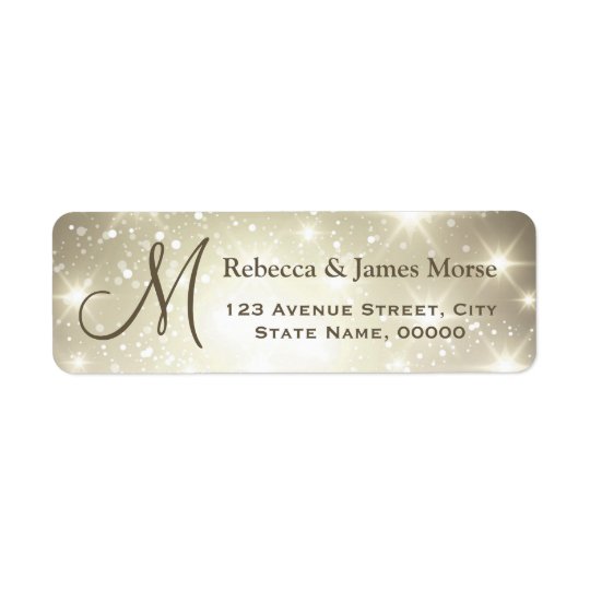 Shimmer Dazzling Sparkles Look Monogram Wedding Return Address Label