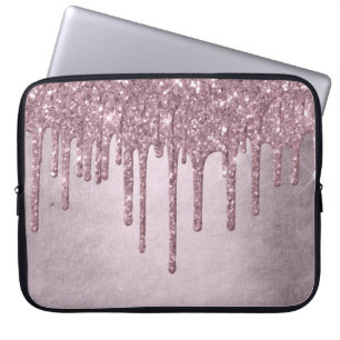 Shimmer Drip   Dusty Mauve Rose Pink Ice Drizzle Laptop Sleeve