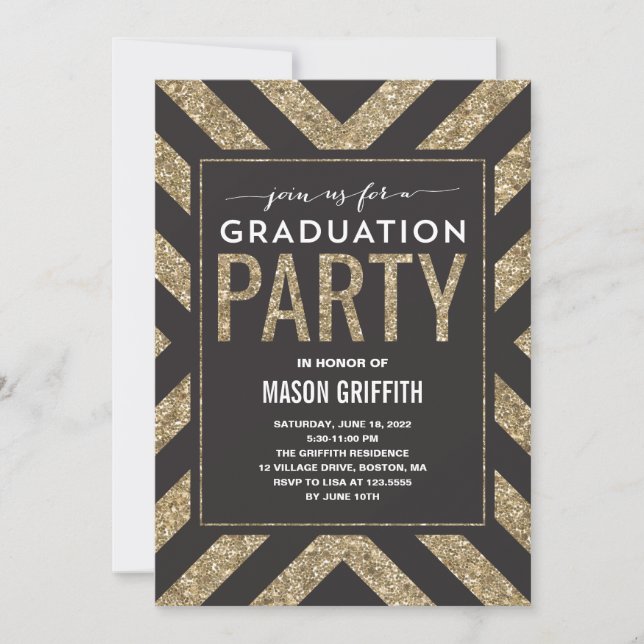 Shimmer glamour | Invitation de la fête de graduat (Devant)