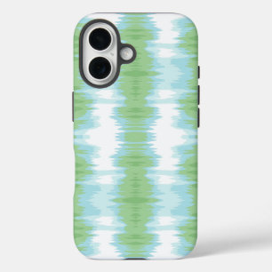 Shimmer Ikat in Green and Aqua iPhone 16 Case