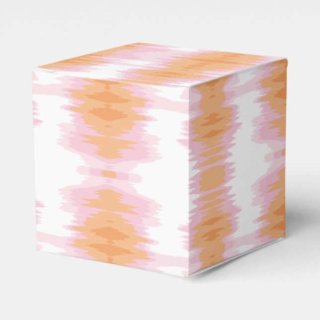 Shimmer Ikat in Pink and Orange Favor Box (Front Side)