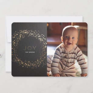 Shimmer Painted Wreath Christmas Photo Card