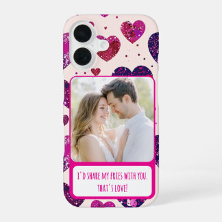 Shimmer Purple Heart Share My Fries iPhone 16 Case