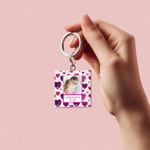 Shimmer Purple Heart Share My Fries Keychain