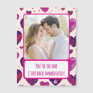 Shimmer Purple Heart Text Back Magnetic Card