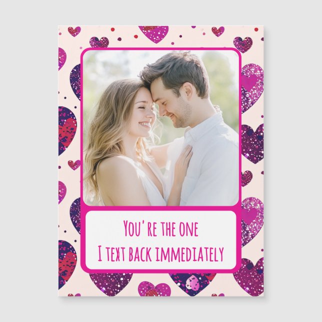 Shimmer Purple Heart Text Back Magnetic Card (Front)