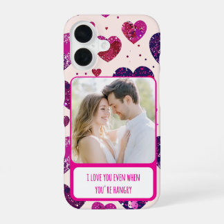 Shimmer Purple Heart When You're Hangry iPhone 16 Case