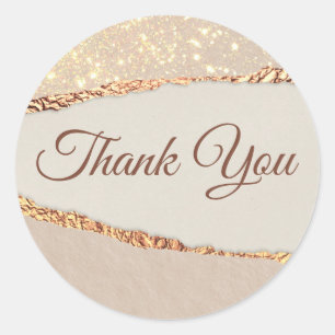 Shimmer ripped paper Thank you Classic Round Sticker