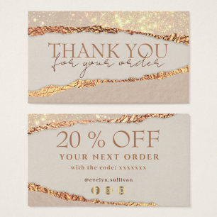 Shimmer ripped paper thank you discount card