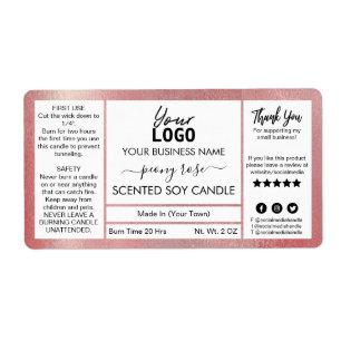 Shimmer Rose Gold Ink Peony Scented Soy Candle