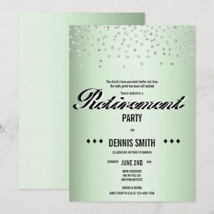 Shimmer   Silver Glitter Confetti Retirement Party Invitation
