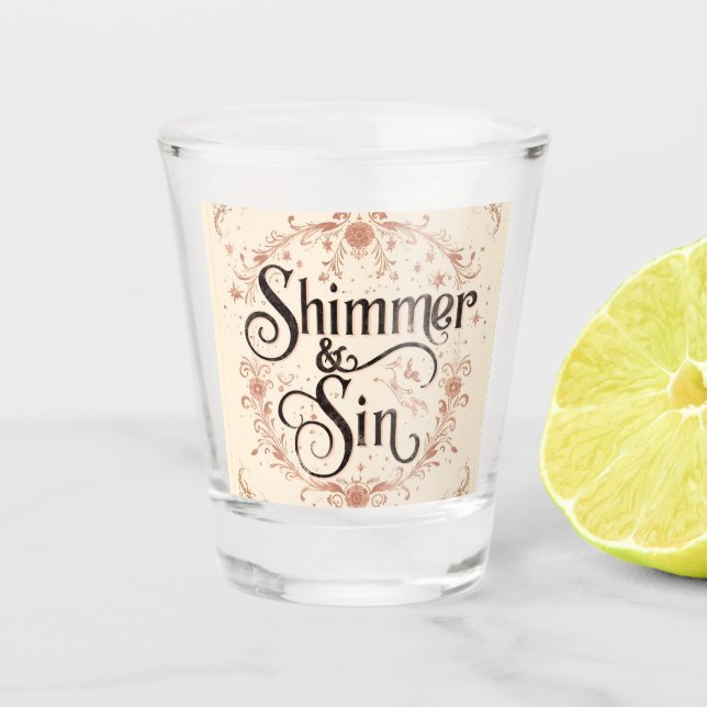 Shimmer & Sin Gothic Shot Glass | Dark Glam (Front)