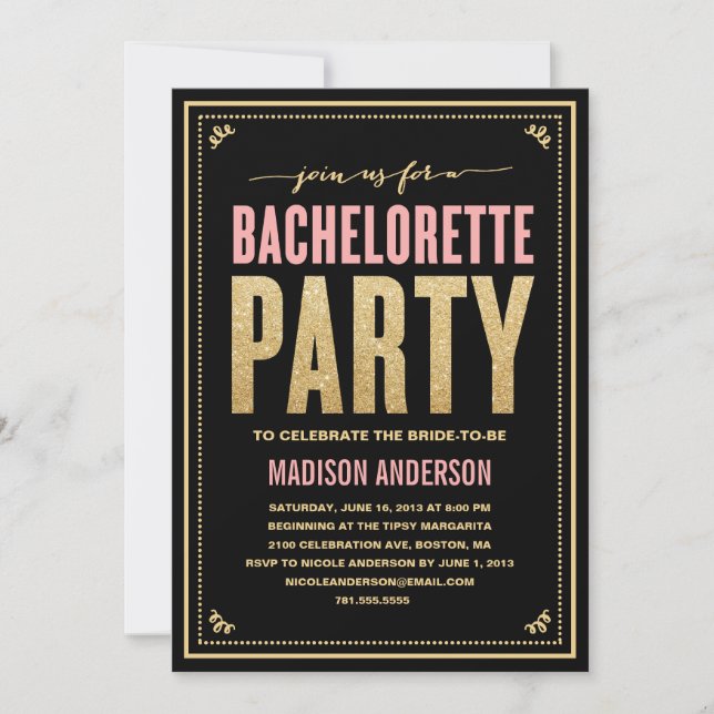 SHIMMER & SPARKLE | BACHELORETTE PARTY INVITATION (Front)