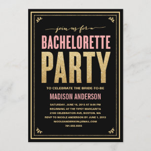 SHIMMER & SPARKLE BACHELORETTE PARTY INVITATION