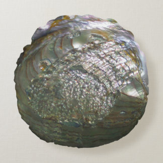 Shimmering Abalone Seashell, Beautiful Nature Round Pillow