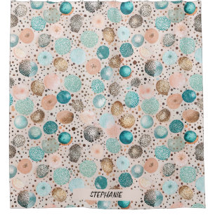 Shimmering Abstract Dot Pattern in Turquoise, Pink