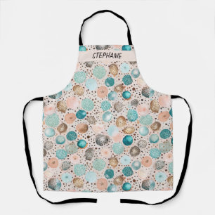 Shimmering Abstract Dot Pattern in Turquoise, Pink Apron