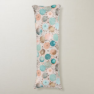 Shimmering Abstract Dot Pattern in Turquoise, Pink Body Pillow