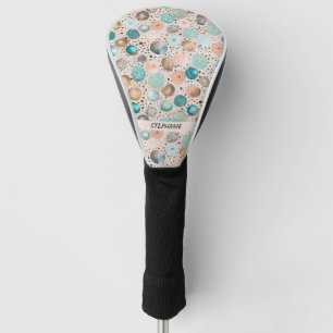Shimmering Abstract Dot Pattern in Turquoise, Pink Golf Head Cover