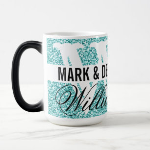 Shimmering Aqua Monogram Magic Mug
