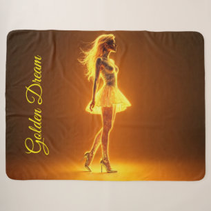Shimmering beauty in stylish golden dress art sherpa blanket
