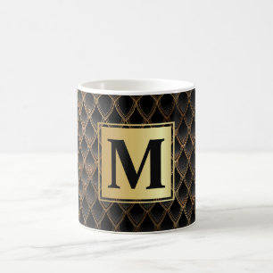 Shimmering Black & Gold Glitter Dragon Scales Coffee Mug