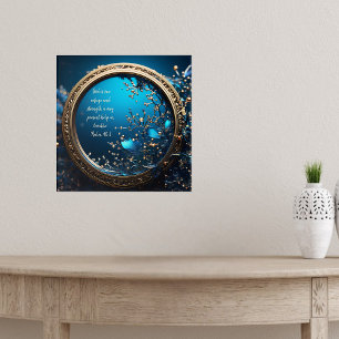 Shimmering Blue and Gold Frame Bible Verses Poster