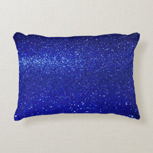 Shimmering Blue Glitter Canvas Accent Pillow